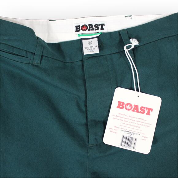 BOAST USA Mens 30x32 Patch Canvas Chino Pant ForestGreen Cotton Flat NWT - Picture 5 of 13